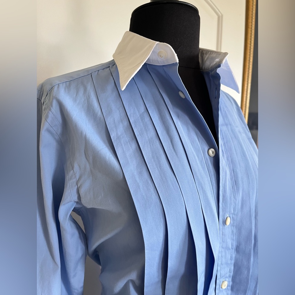 Ralph Lauren spring designer dress. Size 2 Blue Dress Shirt - Picture 4 of 8